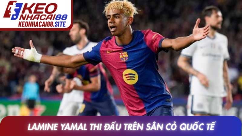 Hình ảnh Lamine Yamal thi đấu trên sân cỏ quốc tế